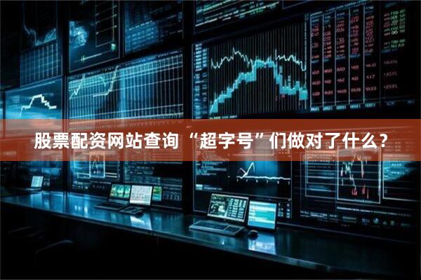 股票配资网站查询 “超字号”们做对了什么？